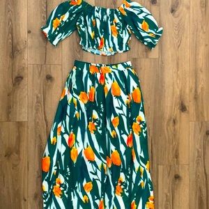 Tropical bohemian skirt set